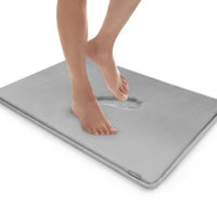 17"x24" MICRODRY SoftLux Classic Solid Memory Foam Bath Mat/Runner with Skid Resistant Base Light Gray