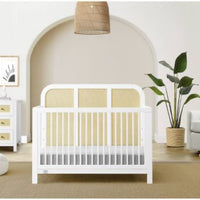 Simmons Kids' Theo 6-in-1 Convertible Crib - Greenguard Gold Certified - Bianca White/Textured Almond (L 1m x 40cm, La 75cm, H 1m x 10cm)