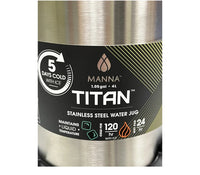 
              1 Gallon Mana TITAN Double Wall Stainless Steel Bottle 120hrs Cold 24hrs Hot/ 0.8gol (3L)
            