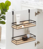 
              Over the Cabinet Tiered Shelves with Wood Matte Black - Brightroom
            