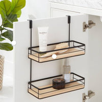 Over the Cabinet Tiered Shelves with Wood Matte Black - Brightroom