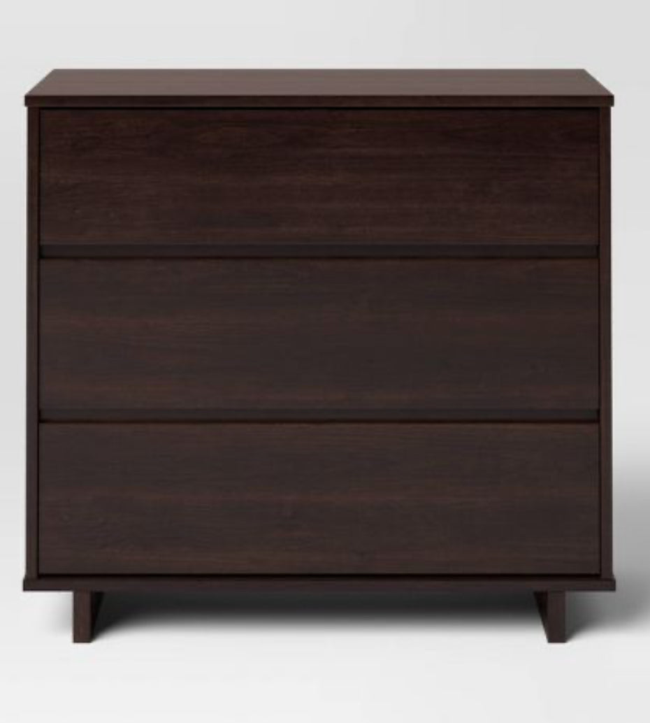 Modern 3 Drawer Dresser Espresso - Room Essentials  (L 80cm, La 50cm, H 75cm)