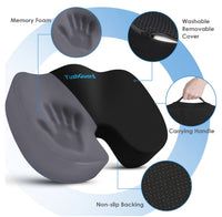 
              TushGuard Seat Cushion for Office Desk Chair, Memory Foam, Non-Slip, Cushion Back, Coccyx, Sciatica, Tailbone Pain Relief Butt Pillow for Car, Wheelchair, Black
            