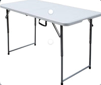 
              Plastic Development Group PDG-802 Table de banquet pliante moulée par soufflage 1,2 m avec poignée de transport, blanc
            