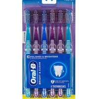 Brosses à dents Oral-B saines et propres, poils moyens, 6 pièces