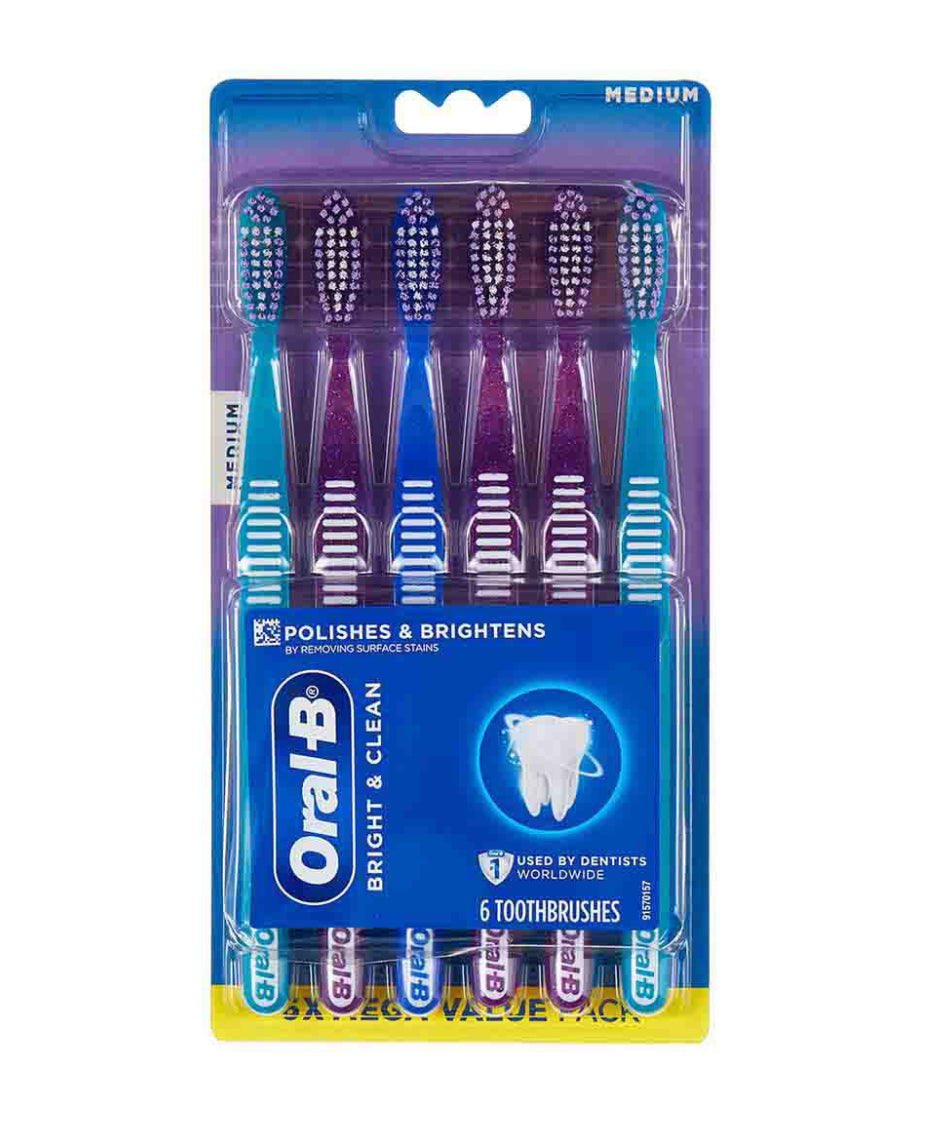 Brosses à dents Oral-B saines et propres, poils moyens, 6 pièces