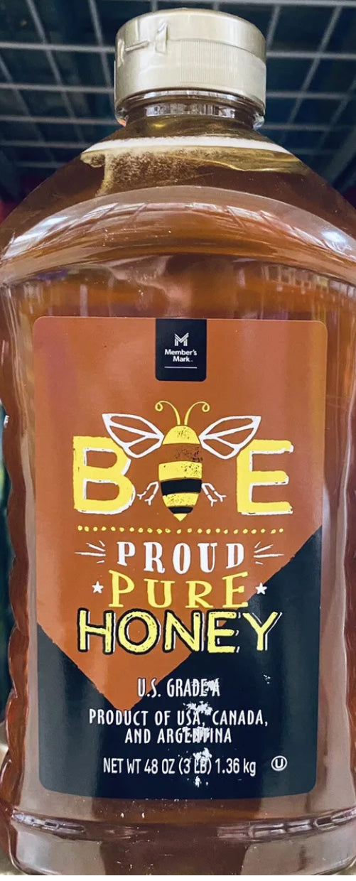 MEMBER'S MARK BEE Proud Pure Honey 48 oz Bottle 3 Lbs (1.36 kg) DLC: 02 Fev26