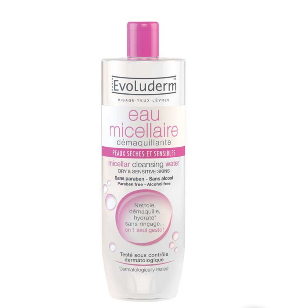 Evoluderm - Eau micellaire - Peaux sèches et sensibles - 500ml