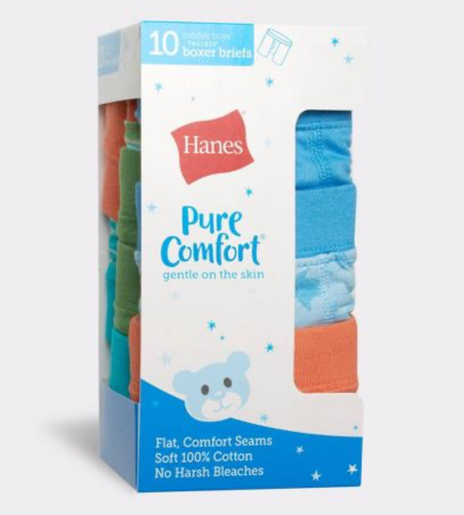 Hanes Toddler Boys' 10pk Pure Comfort Briefs - Colors May Vary 2T-3T MM