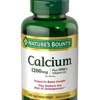 Nature's Bounty Calcium absorbable, 1200mg, plus vitamine D3 25mcg (1000 IU), 120 softgels, supplément minéral pour soutenir la santé des os DLC: Juin26