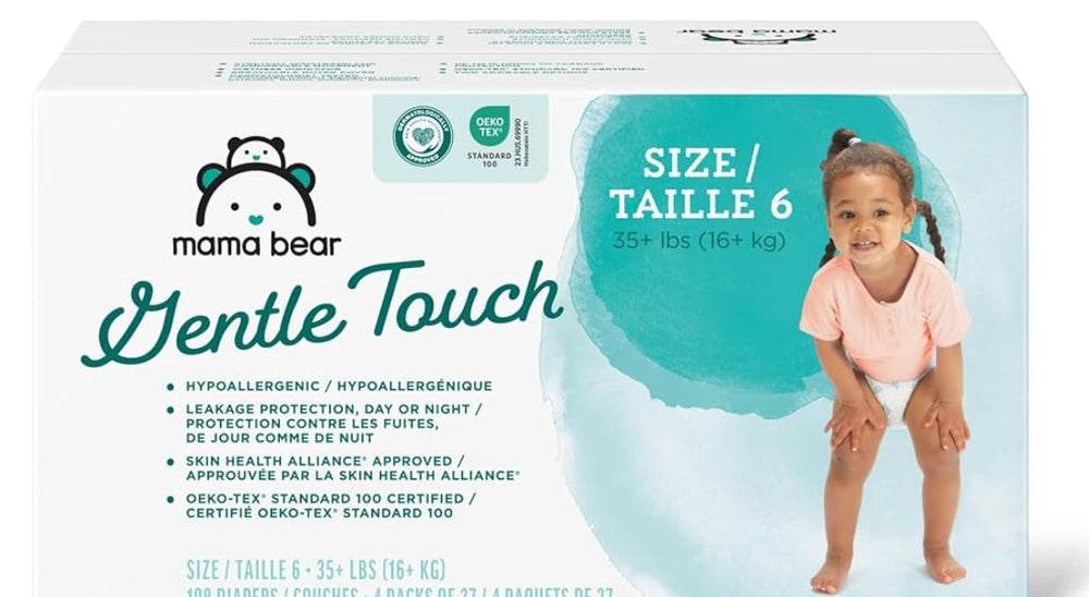 Gentle Touch Diapers, Hypoallergenic, Size 6, 108 Count (4 packs of 27), White