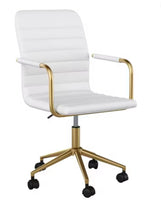 
              Upholstered Office Task Chair White/Polished Brass - Martha Stewart: Adjustable Height, Metal Frame, Fixed Arms, Casters
            