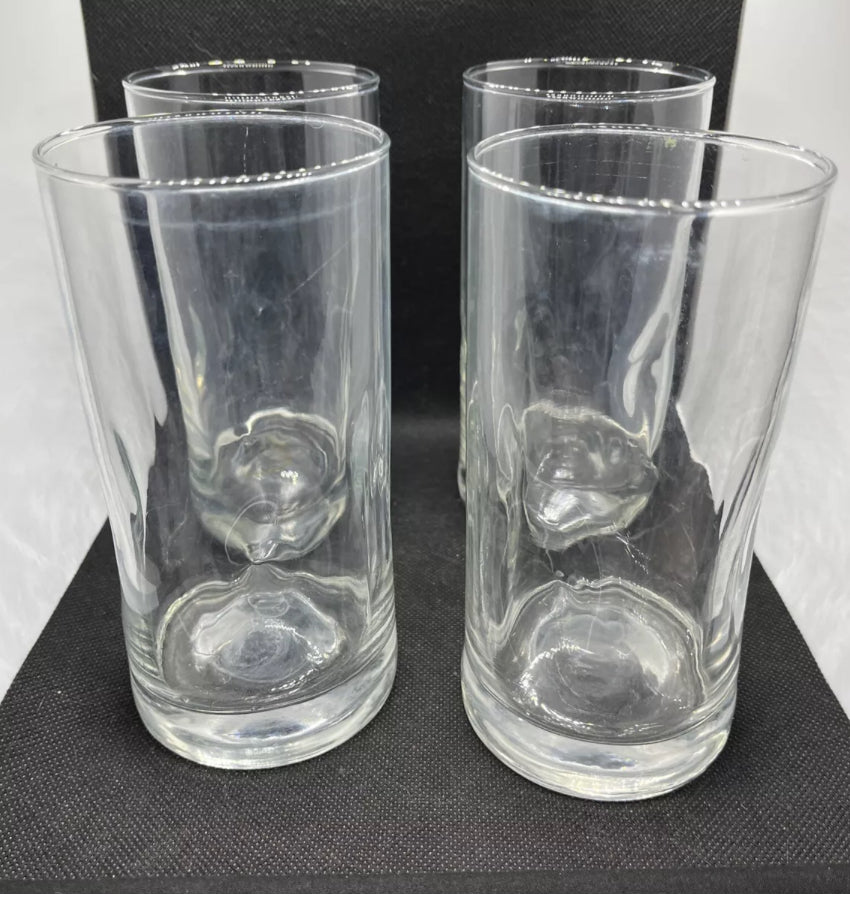 Vintage Dimple Glass Tumblers Pinched Cocktail Glasses