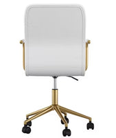 
              Upholstered Office Task Chair White/Polished Brass - Martha Stewart: Adjustable Height, Metal Frame, Fixed Arms, Casters
            