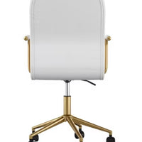 Upholstered Office Task Chair White/Polished Brass - Martha Stewart: Adjustable Height, Metal Frame, Fixed Arms, Casters