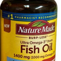 Nature Made Burp-Less Ultra Omega 3 Fish Oil 1400mg Softgels 65 Count DLC: Fev25