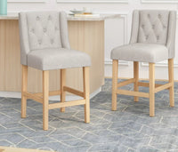 
              GDF Studio Pincay Contemporary Fabric Tufted Wingback 27 Inch Counter Stools Light Gray and Natural 1 pièces
            