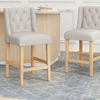 GDF Studio Pincay Contemporary Fabric Tufted Wingback 27 Inch Counter Stools Light Gray and Natural 1 pièces