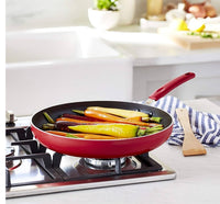 
              Basics Ceramic Non-Stick 10“ 25cm Inch Skillet, Red
            