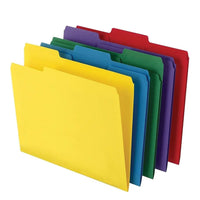 TRU RED 875429 Colored Top-Tab File Folders 3 Tab 5 Color Asst Letter Size 100/Pk