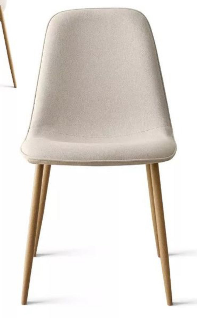 Oslo Dining Chairs Set Of 2,Beige Linen Dining Chair with Oak Metal Legs-Maison Boucle