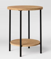 
              Wood and Metal Round End Table Natural - Room Essentials
            