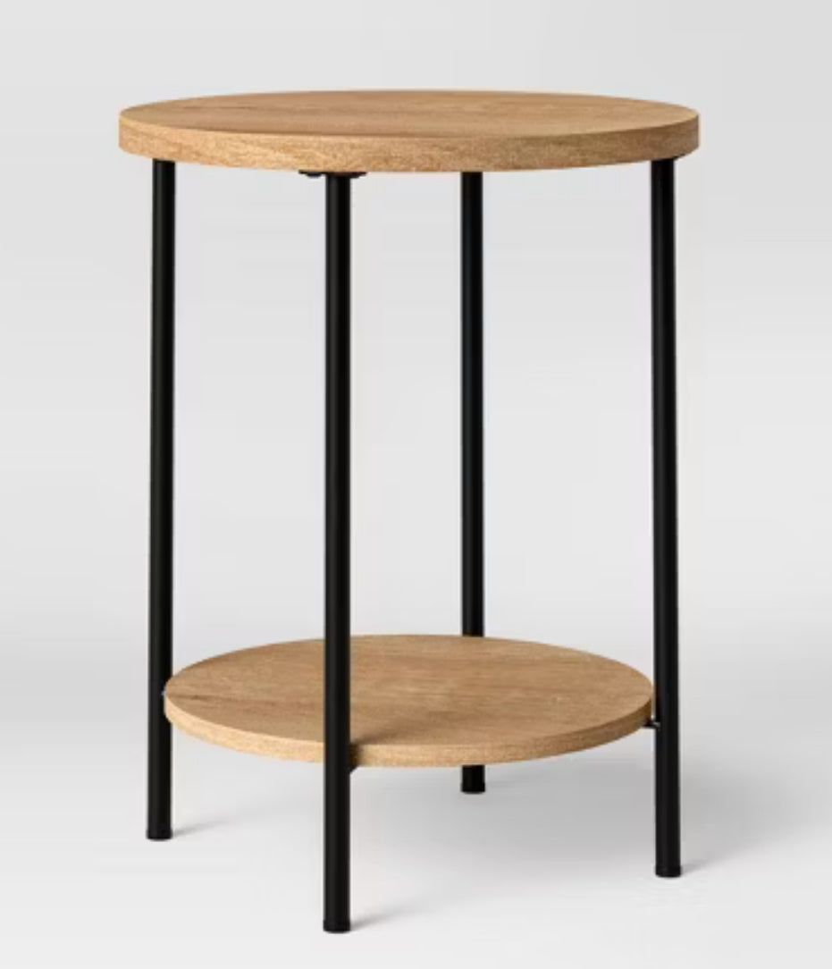 Wood and Metal Round End Table Natural - Room Essentials