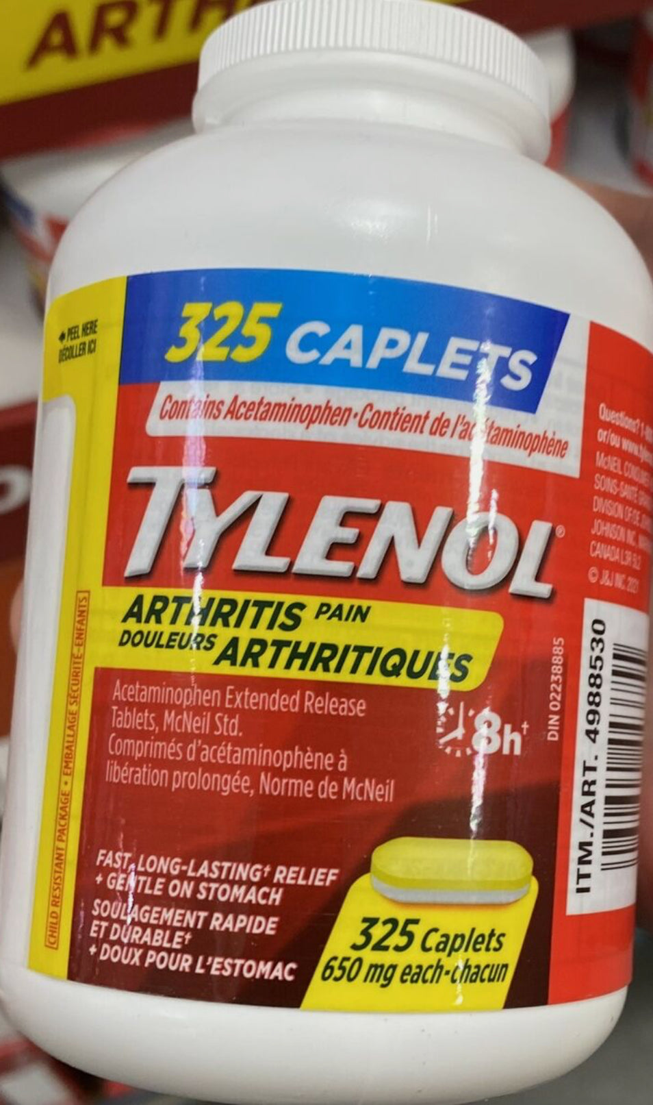 Tylenol Arthritis Pain 325 caplets 650mg (325 ct.) DLC: Juillet25