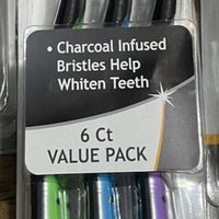 Charcoal Infused Toothbrush  To Whiten Teeth 6 ct Value Packs (Medium)