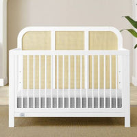 Simmons Kids' Theo 6-in-1 Convertible Crib - Greenguard Gold Certified - Bianca White/Textured Almond (L 1m x 40cm, La 75cm, H 1m x 10cm)