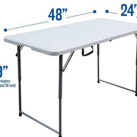 Plastic Development Group PDG-802 Table de banquet pliante moulée par soufflage 1,2 m avec poignée de transport, blanc