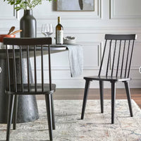 Set of 2 Lowry Dining Chairs Black - Lifestorey: Rubberwood Frame, Farmhouse Style, Spot Clean, 250lb Capacity