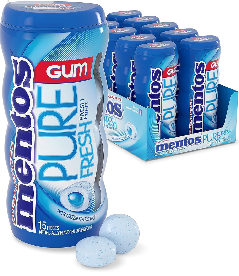 Mentos Gum Pocket Bottle, Pure Fresh Mint (15 pcs) DLC: Avril26