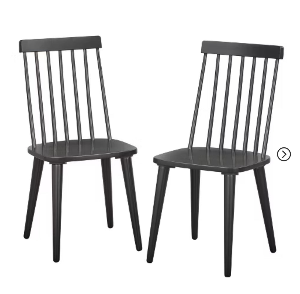 Set of 2 Lowry Dining Chairs Black - Lifestorey: Rubberwood Frame, Farmhouse Style, Spot Clean, 250lb Capacity