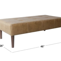 Tufted Coffee Table Ottoman Faux Leather Light Brown - HomePop (L 1m x 15cm, La 65cm, H 40cm,)