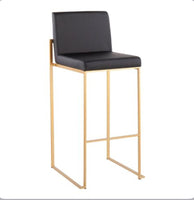 
              Set Fuji High Back Stainless Steel/Faux Leather Barstools with Gold Legs - LumiSource ( L 40cm, La 40cm, H 105cm)
            