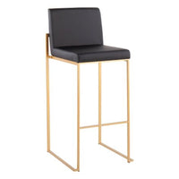 Set Fuji High Back Stainless Steel/Faux Leather Barstools with Gold Legs - LumiSource ( L 40cm, La 40cm, H 105cm)