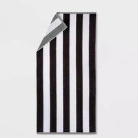 Reversible Cabana Striped Beach Towel BlackGray - Sun Squad