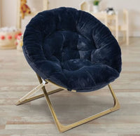 
              Emma And Oliver Io Kid's Folding Saucer Chair With Cozy Faux Fur Upholstery And Metal Frame
            