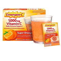 Emergen-C 1000 mg Vitamine C en poudre , avec zinc et manganèse, vitamines B et électrolytes, saveur super orange – 10 sachets