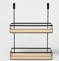 
              Over the Cabinet Tiered Shelves with Wood Matte Black - Brightroom
            