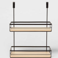 Over the Cabinet Tiered Shelves with Wood Matte Black - Brightroom