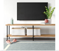 
              Wood and Metal TV Stand for TVs up to 60" Natural - Room Essentials
            