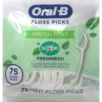 Oral-B Floss Picks Fresh Mint con alcance de frescura, resistente a las trituraciones, 75 unidades