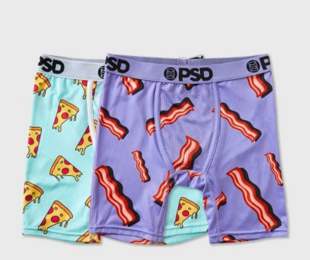 PSD Boys' 2pk Pizza Bacon Underwear - Purple/Aqua Blue XL MM