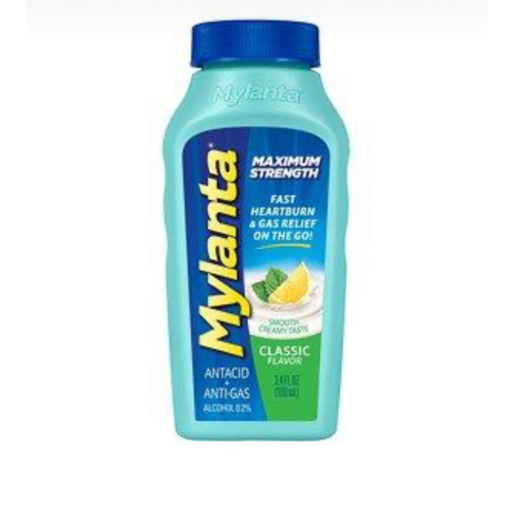 Mylanta Maximum Strength Antacid + Anti-Gas Liquid, Classic, 3.4 oz/ Août25