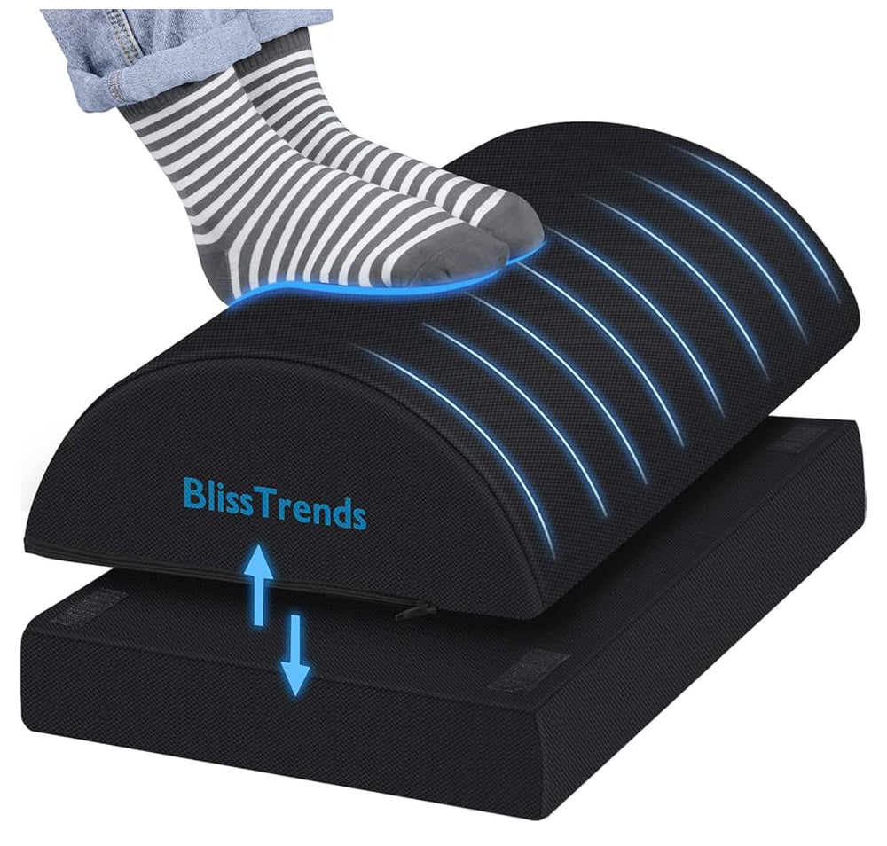 BlissTrends Foot Rest for Under Desk at Work-Versatile Foot Stool with Washable Cover-Comfortable Footrest with 2 Adjustable Heights for Car,Home and Office to Relieve Back,Lumbar,Knee Pain-