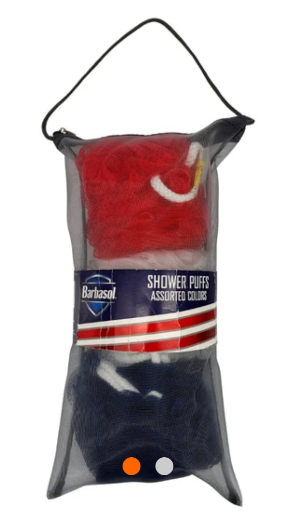 Barbasol 3 Pack Shower Puff Body Scrubber in Red White and Blue