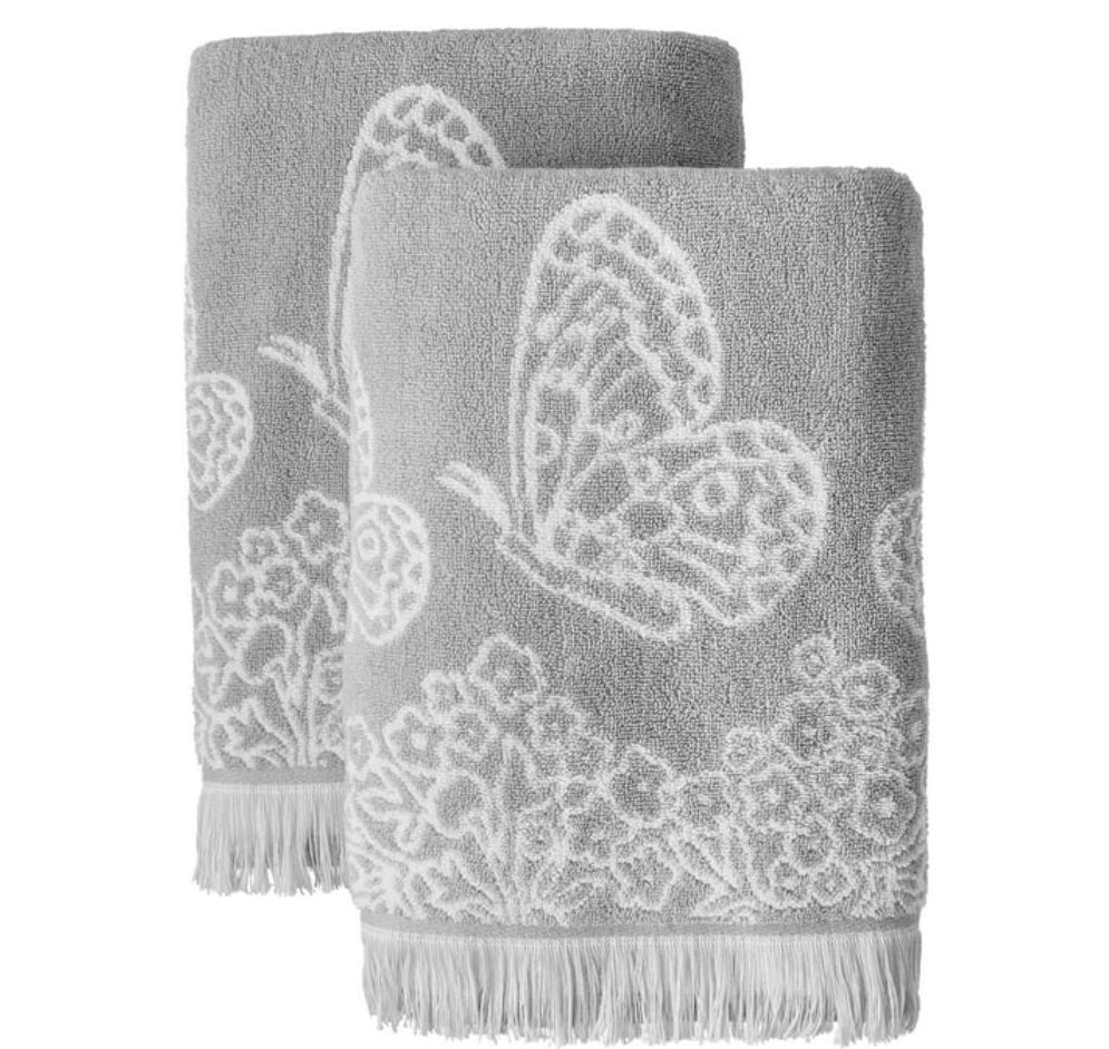 The Pioneer Woman Butterfly Garden 2-Pack Cotton Bath Towel Set, Classic Mint