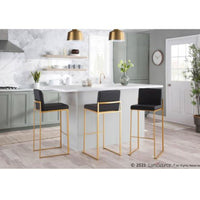 Set Fuji High Back Stainless Steel/Faux Leather Barstools with Gold Legs - LumiSource ( L 40cm, La 40cm, H 105cm)